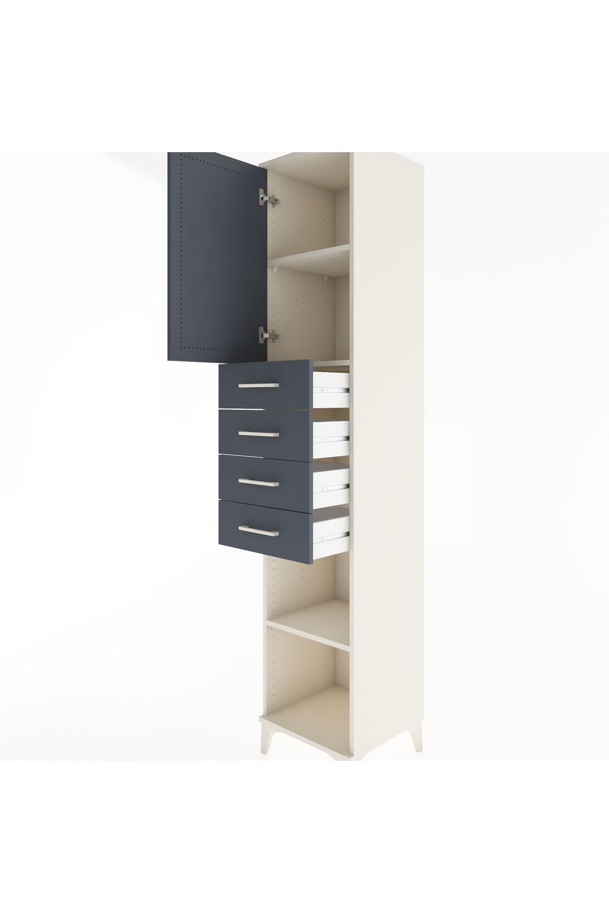 Hyperion Dolap 3 Raflı 4 Çekmeceli Tek Kapaklı 44x44x221 Aytaşı-Antrasit