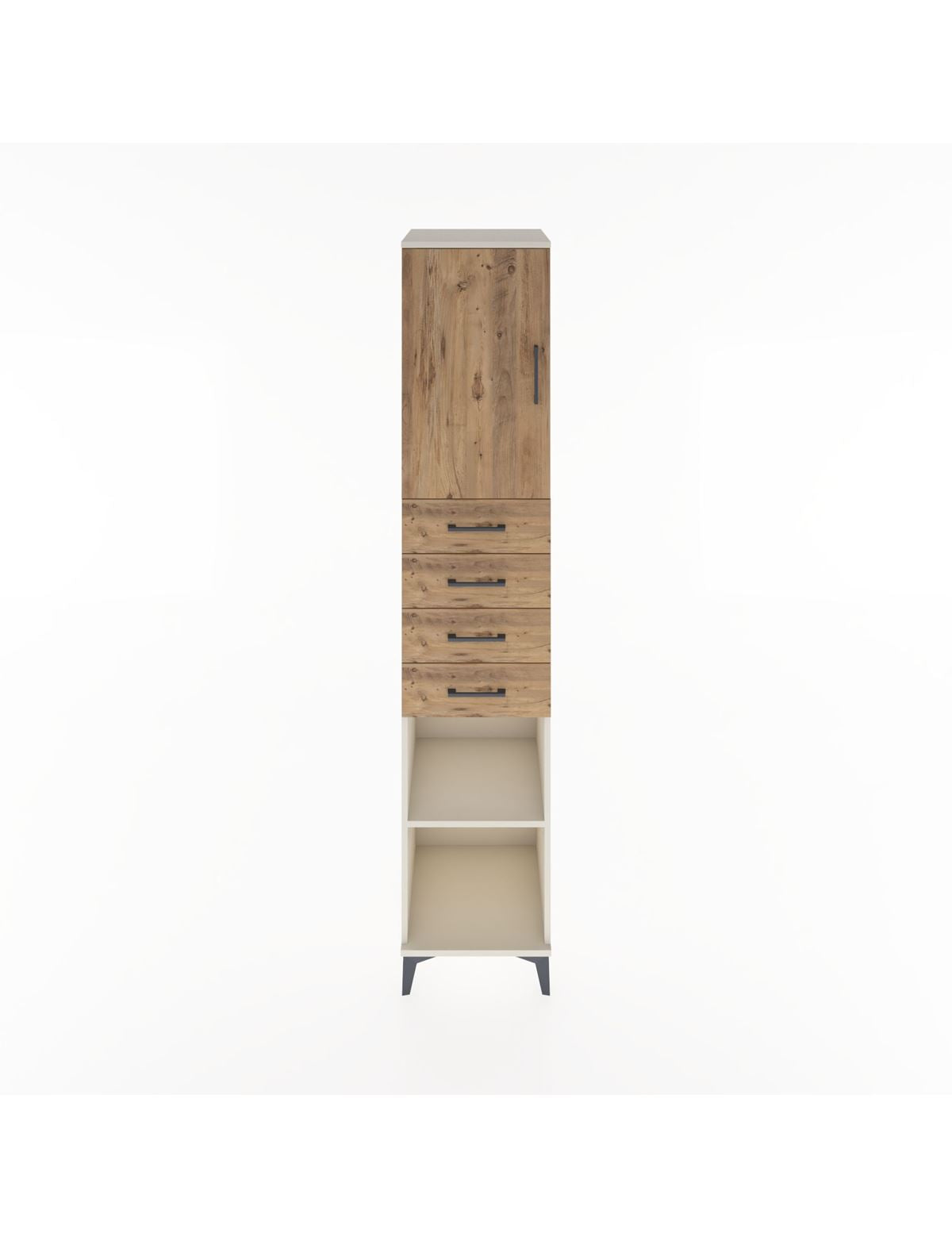 Hyperion Dolap 3 Raflı 4 Çekmeceli Tek Kapaklı 44x44x221 Aytaşı-Çam