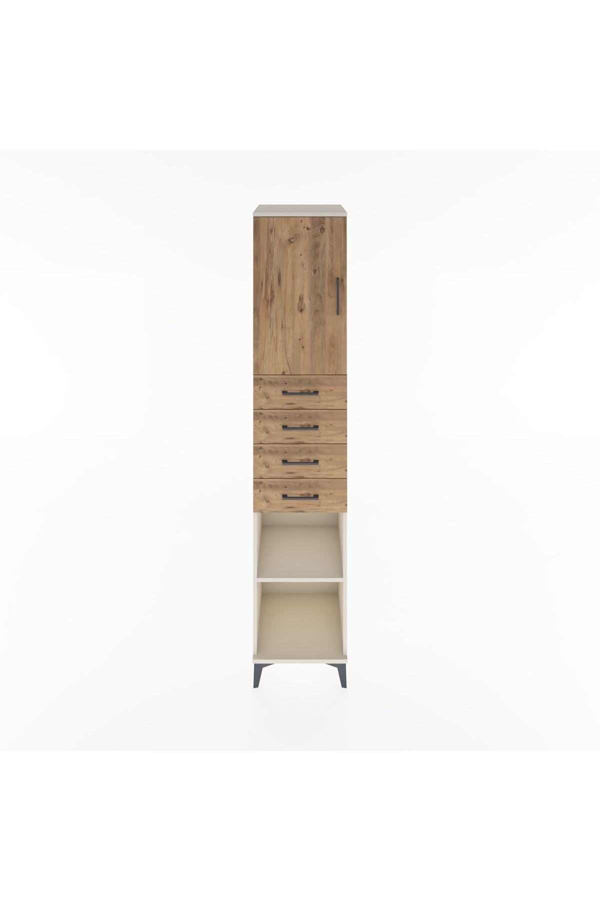 Hyperion Dolap 3 Raflı 4 Çekmeceli Tek Kapaklı 44x44x221 Aytaşı-Çam