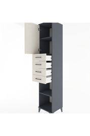 Hyperion Dolap 3 Raflı 4 Çekmeceli Tek Kapaklı 44x44x221 Antrasit-Aytaşı