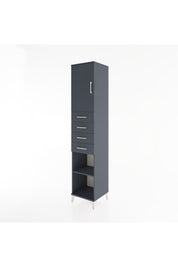 Hyperion Dolap 3 Raflı 4 Çekmeceli Tek Kapaklı 44x44x221 Antrasit-Antrasit