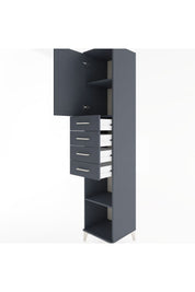 Hyperion Dolap 3 Raflı 4 Çekmeceli Tek Kapaklı 44x44x221 Antrasit-Antrasit