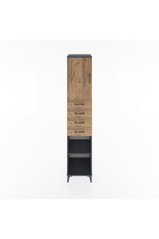 Hyperion Dolap 3 Raflı 4 Çekmeceli Tek Kapaklı 44x44x221 Antrasit-Çam