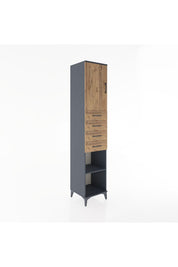 Hyperion Dolap 3 Raflı 4 Çekmeceli Tek Kapaklı 44x44x221 Antrasit-Çam