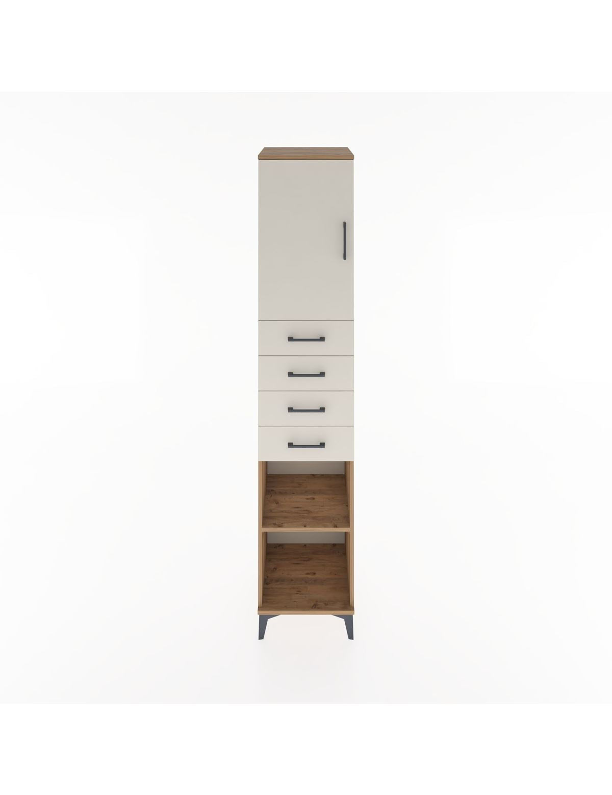 Hyperion Dolap 3 Raflı 4 Çekmeceli Tek Kapaklı 44x44x221 Çam-Aytaşı