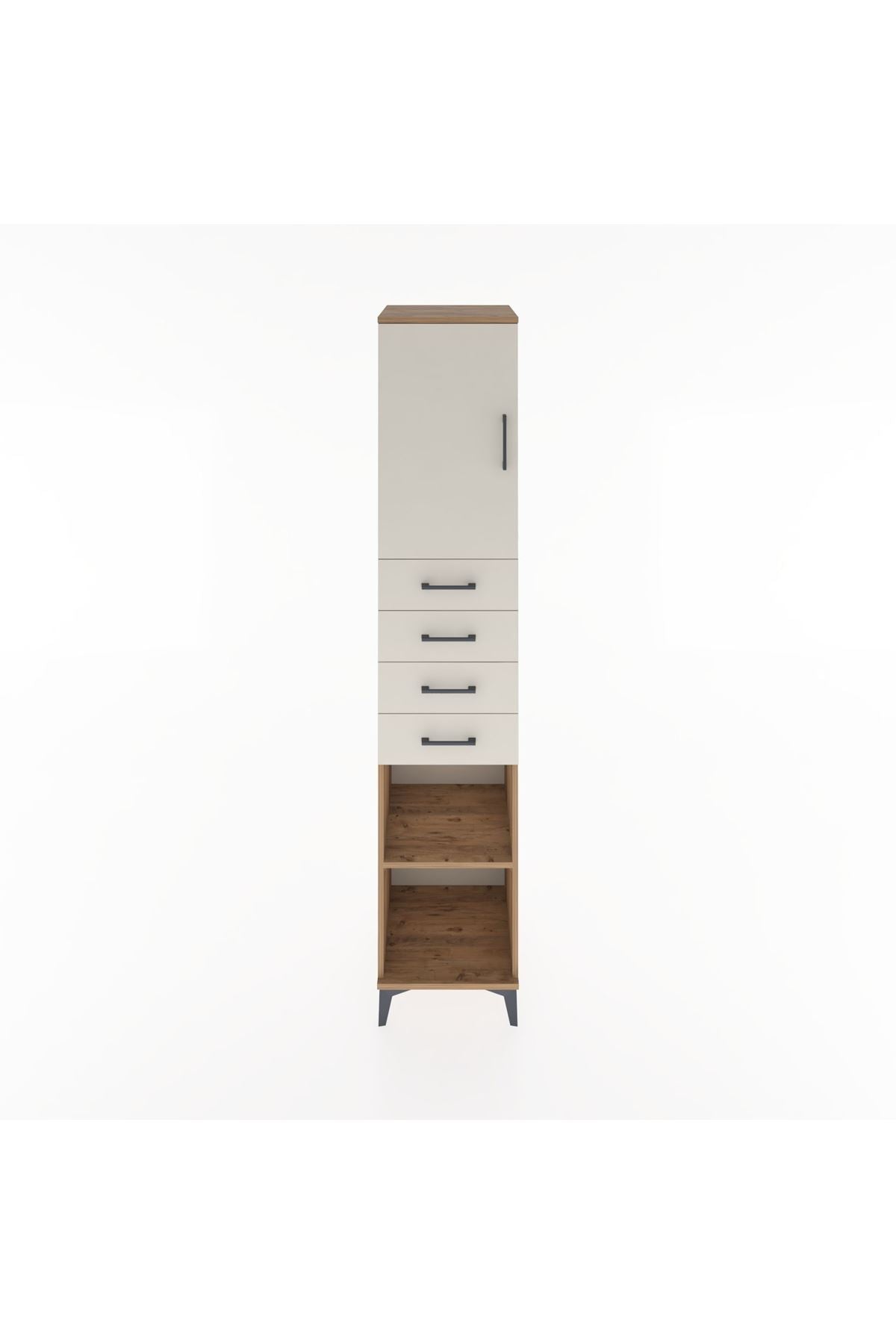 Hyperion Dolap 3 Raflı 4 Çekmeceli Tek Kapaklı 44x44x221 Çam-Aytaşı