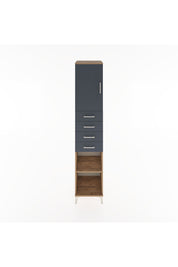 Hyperion Dolap 3 Raflı 4 Çekmeceli Tek Kapaklı 44x44x221 Çam-Antrasit