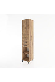 Hyperion Dolap 3 Raflı 4 Çekmeceli Tek Kapaklı 44x44x221 Çam-Çam