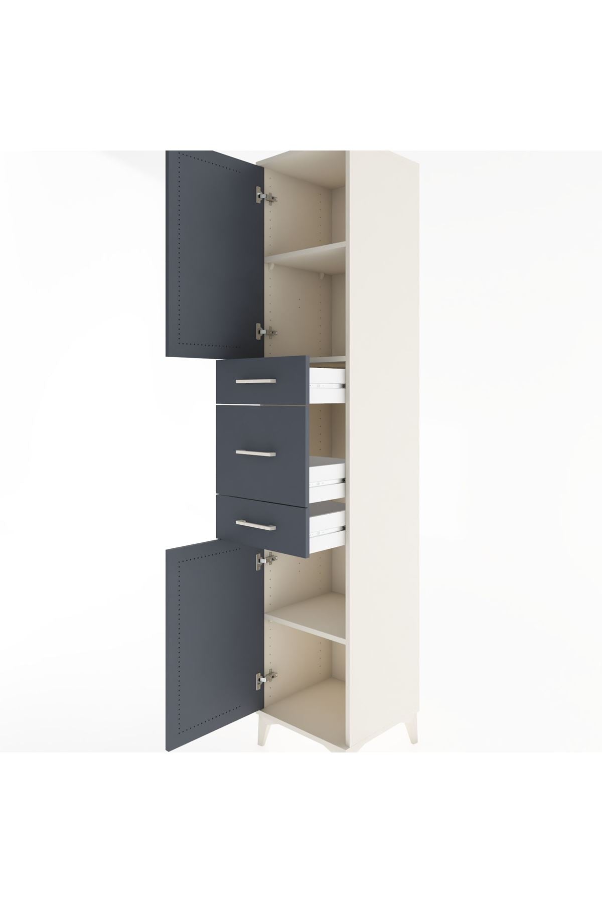 Hyperion Dolap 3 Raflı 3 Çekmeceli 2 Kapaklı 44x44x221 Aytaşı-Antrasit