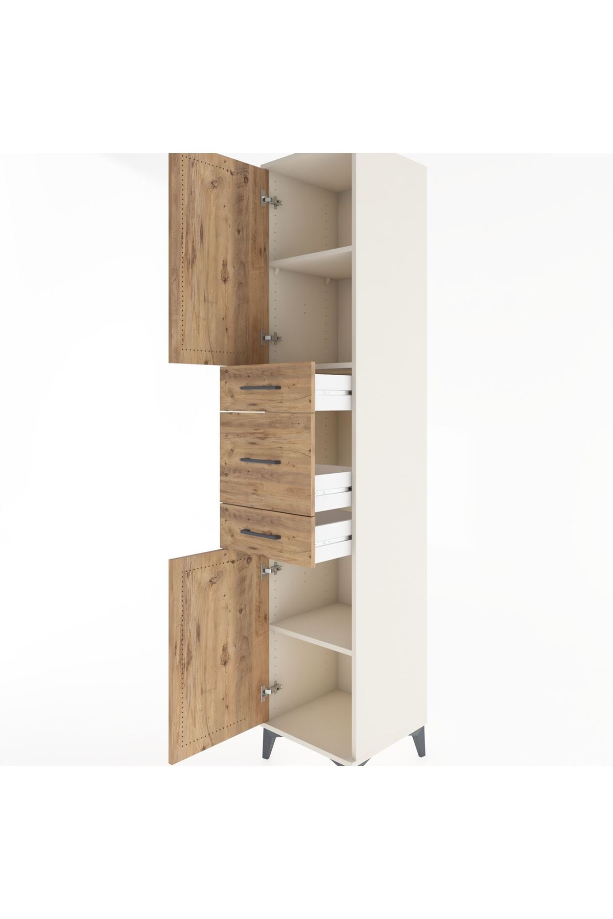 Hyperion Dolap 3 Raflı 3 Çekmeceli 2 Kapaklı 44x44x221 Aytaşı-Çam