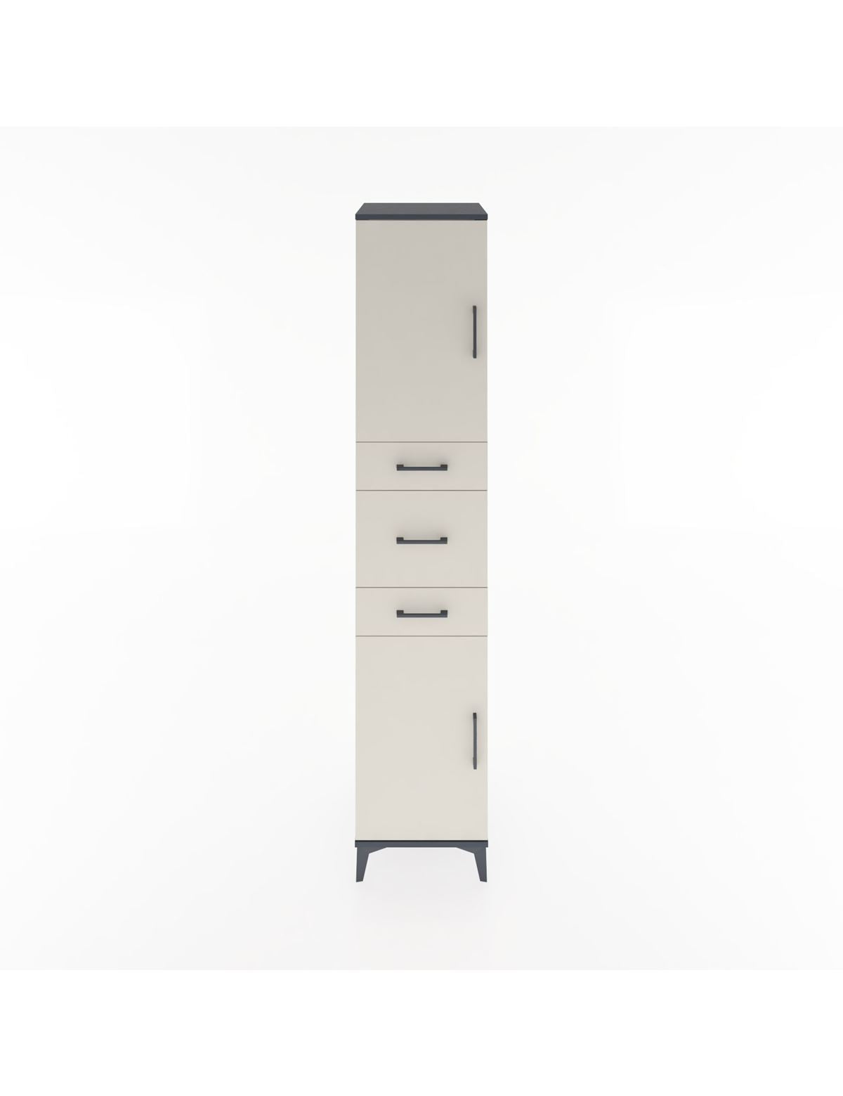 Hyperion Dolap 3 Raflı 3 Çekmeceli 2 Kapaklı 44x44x221 Antrasit-Aytaşı