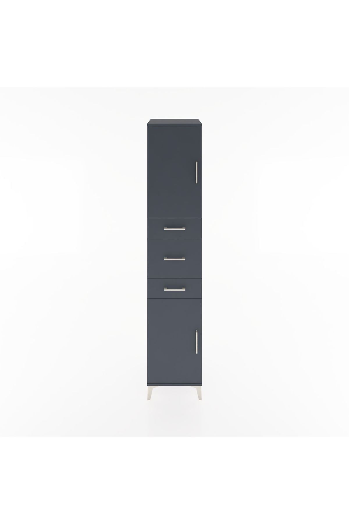 Hyperion Dolap 3 Raflı 3 Çekmeceli 2 Kapaklı 44x44x221 Antrasit-Antrasit