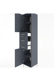 Hyperion Dolap 3 Raflı 3 Çekmeceli 2 Kapaklı 44x44x221 Antrasit-Antrasit