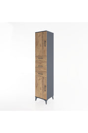 Hyperion Dolap 3 Raflı 3 Çekmeceli 2 Kapaklı 44x44x221 Antrasit-Çam