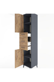 Hyperion Dolap 3 Raflı 3 Çekmeceli 2 Kapaklı 44x44x221 Antrasit-Çam