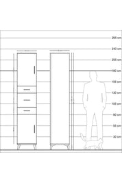 Hyperion Dolap 3 Raflı 3 Çekmeceli 2 Kapaklı 44x44x221 Antrasit-Çam