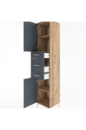 Hyperion Dolap 3 Raflı 3 Çekmeceli 2 Kapaklı 44x44x221 Çam-Antrasit