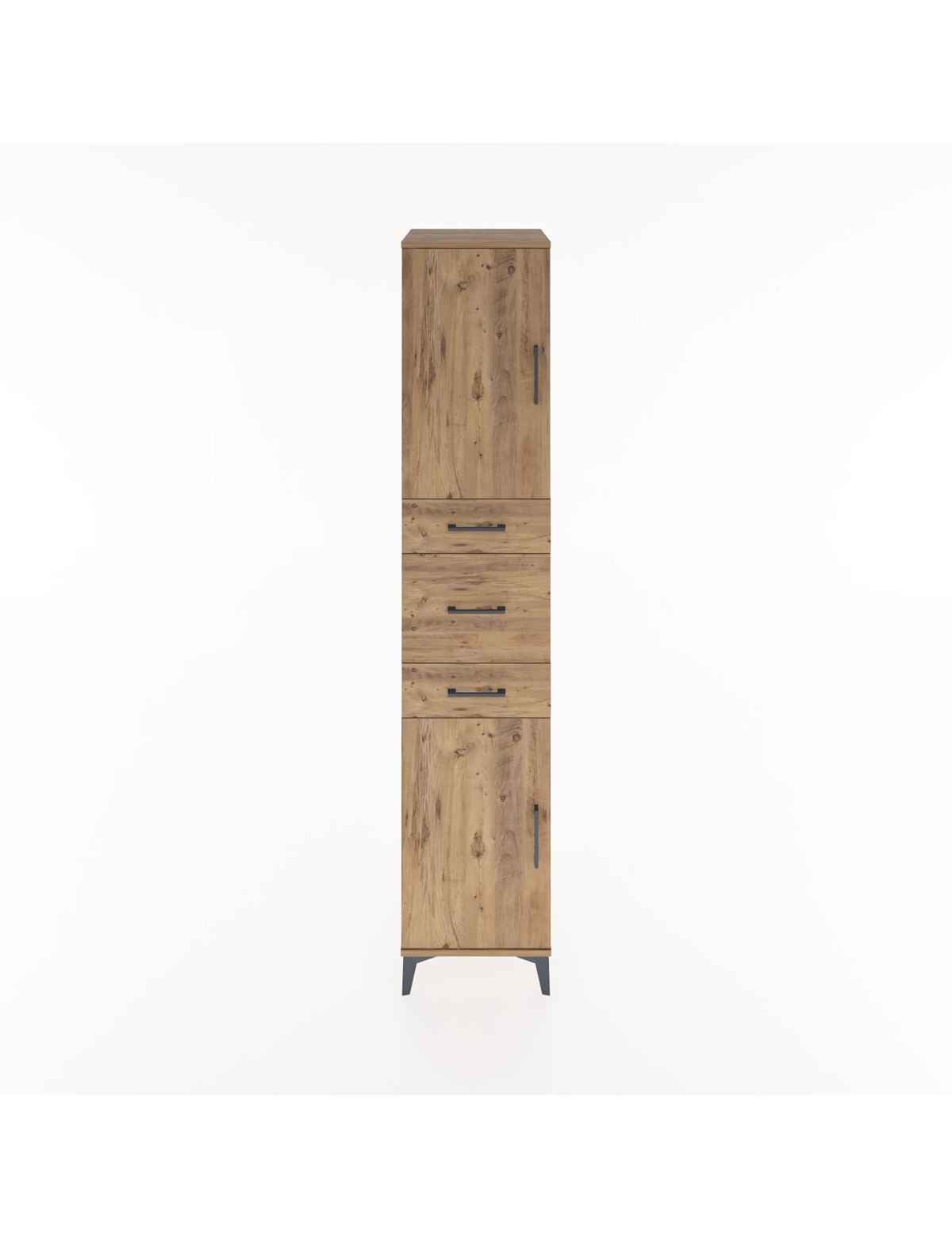 Hyperion Dolap 3 Raflı 3 Çekmeceli 2 Kapaklı 44x44x221 Çam-Çam