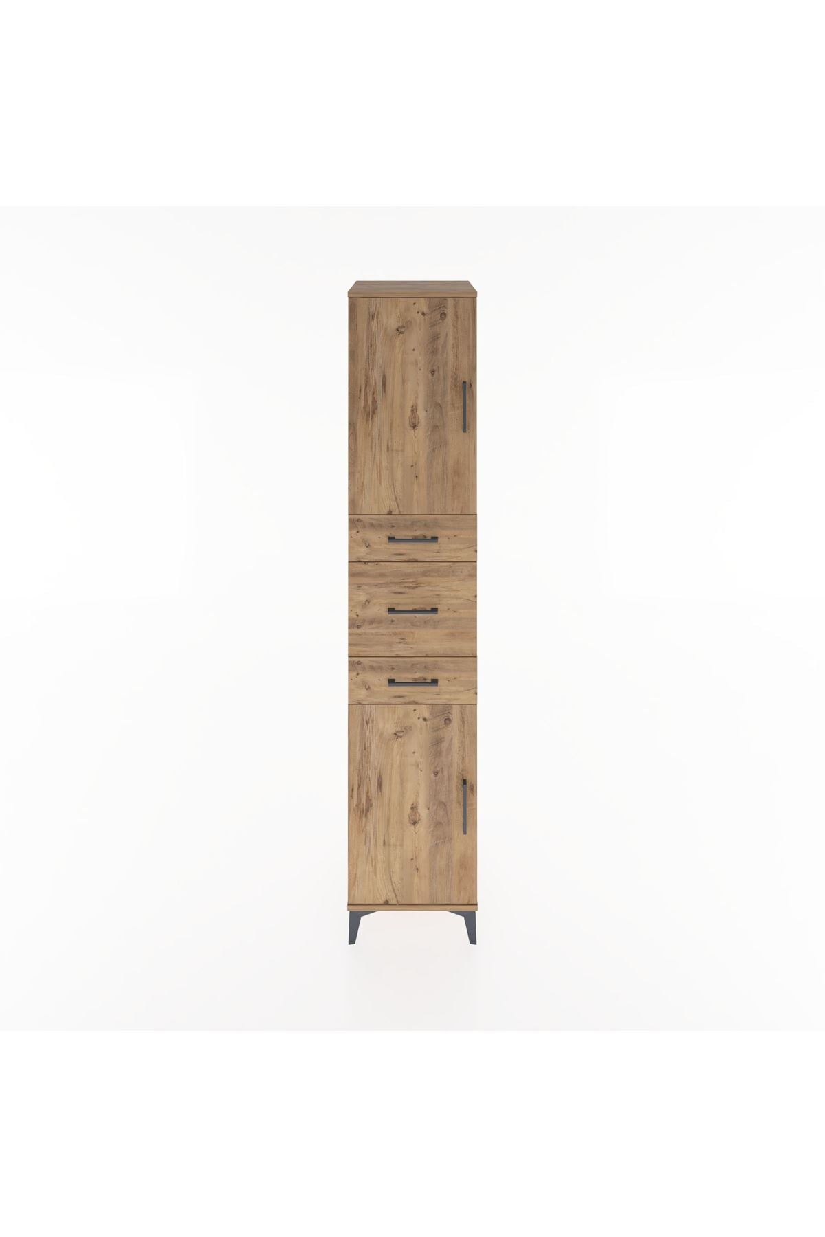 Hyperion Dolap 3 Raflı 3 Çekmeceli 2 Kapaklı 44x44x221 Çam-Çam