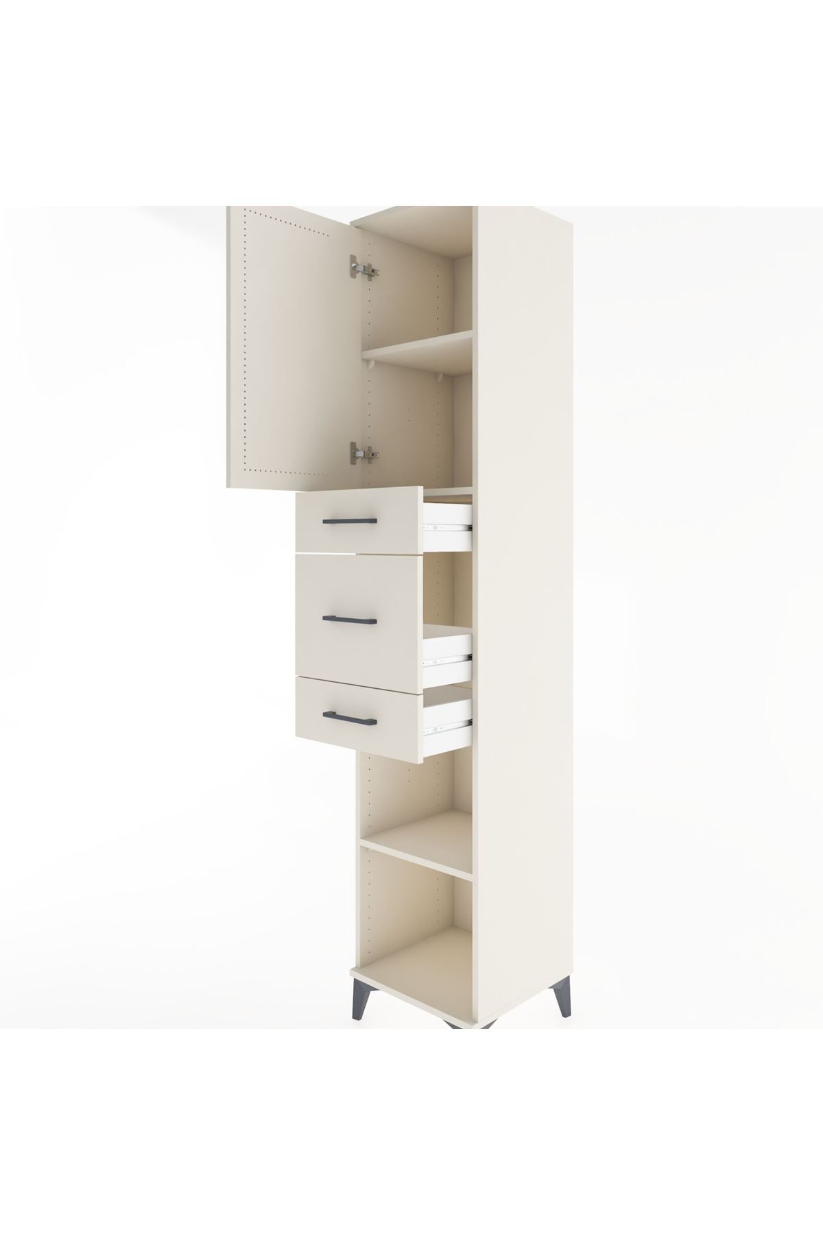 Hyperion Dolap 3 Raflı 3 Çekmeceli Tek Kapaklı 44x44x221 Aytaşı-Aytaşı