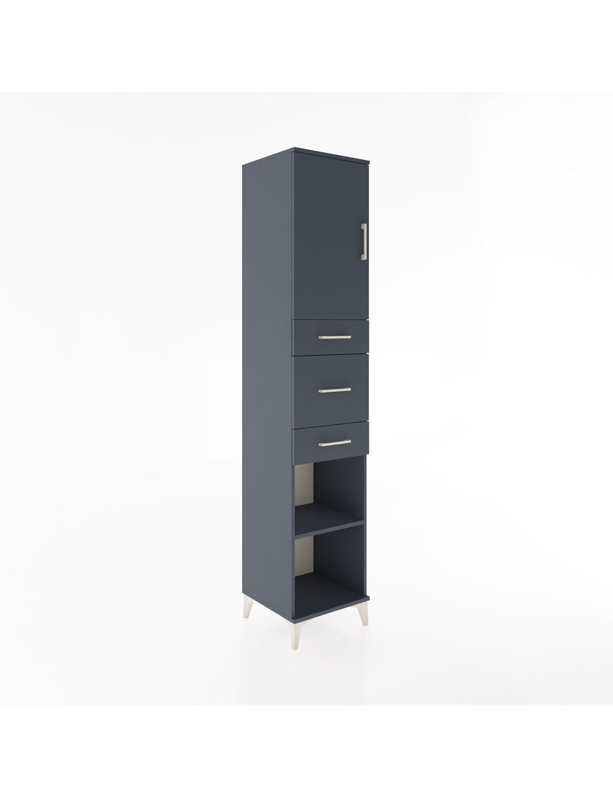 Hyperion Dolap 3 Raflı 3 Çekmeceli Tek Kapaklı 44x44x221 Antrasit-Antrasit