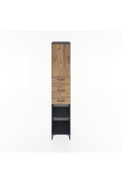 Hyperion Dolap 3 Raflı 3 Çekmeceli Tek Kapaklı 44x44x221 Antrasit-Çam