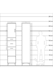 Hyperion Dolap 3 Raflı 3 Çekmeceli Tek Kapaklı 44x44x221 Çam-Aytaşı