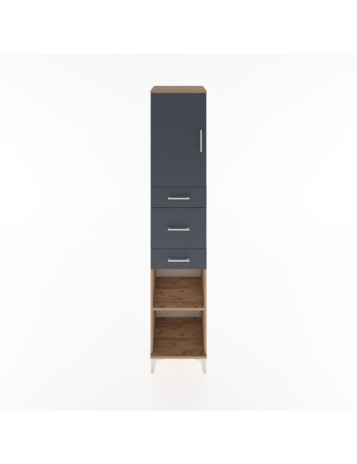 Hyperion Dolap 3 Raflı 3 Çekmeceli Tek Kapaklı 44x44x221 Çam-Antrasit