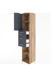 Hyperion Dolap 3 Raflı 3 Çekmeceli Tek Kapaklı 44x44x221 Çam-Antrasit