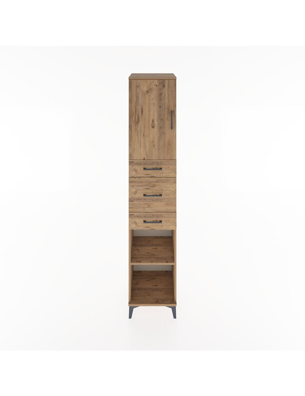 Hyperion Dolap 3 Raflı 3 Çekmeceli Tek Kapaklı 44x44x221 Çam-Çam