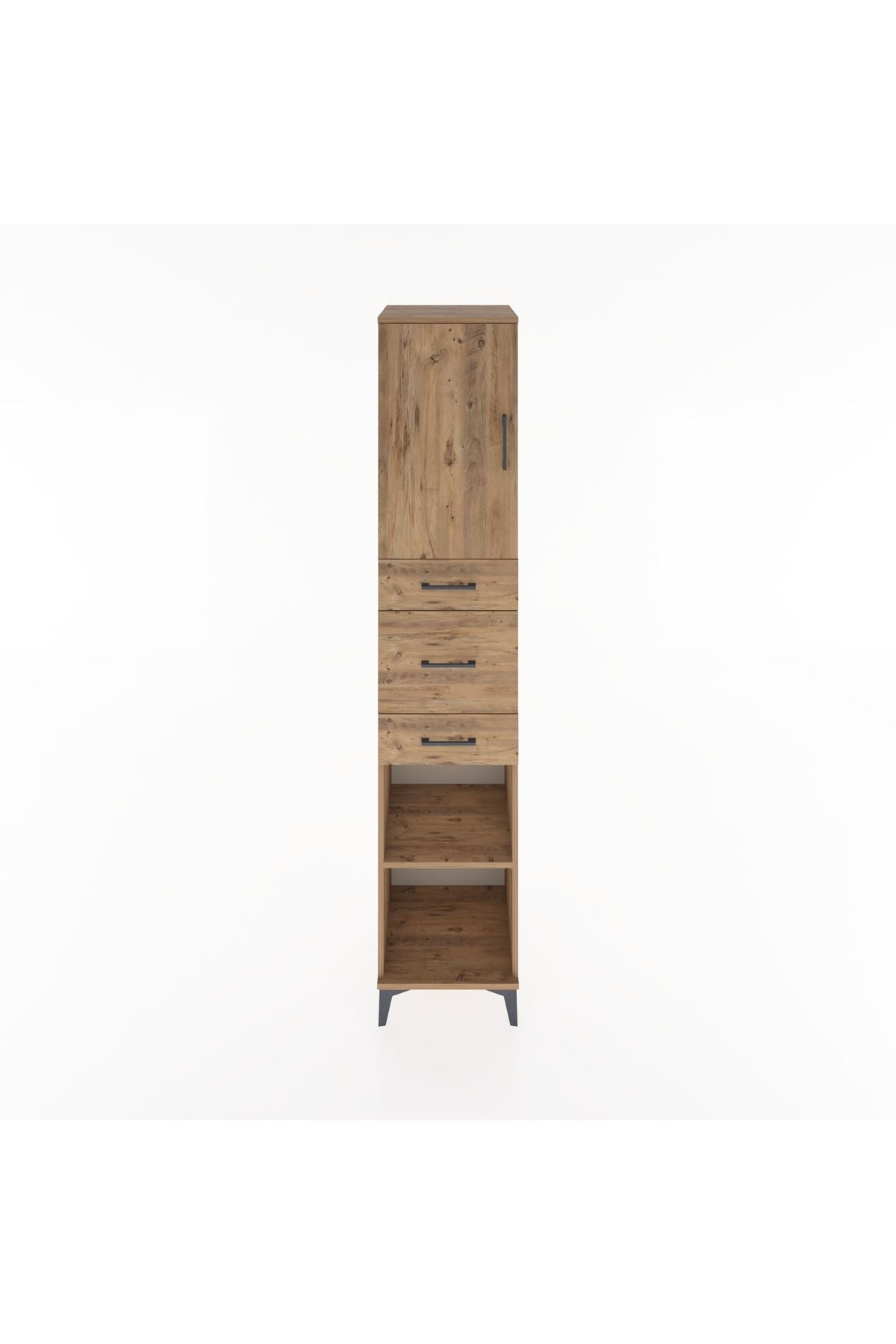 Hyperion Dolap 3 Raflı 3 Çekmeceli Tek Kapaklı 44x44x221 Çam-Çam