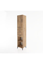 Hyperion Dolap 3 Raflı 3 Çekmeceli Tek Kapaklı 44x44x221 Çam-Çam