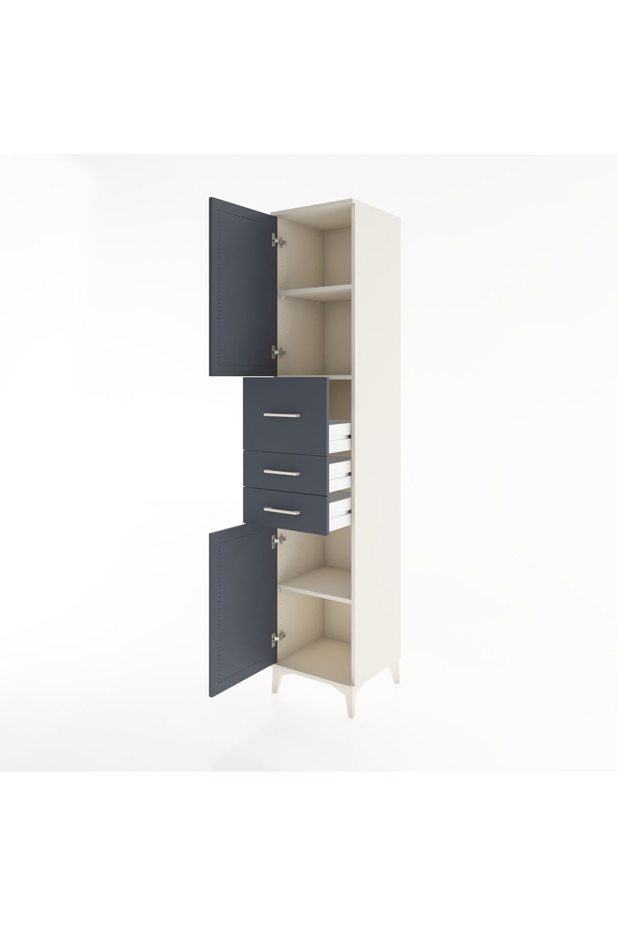 Hyperion Dolap 3 Raflı 3 Çekmeceli 2 Kapaklı 44x44x221 Aytaşı-Antrasit