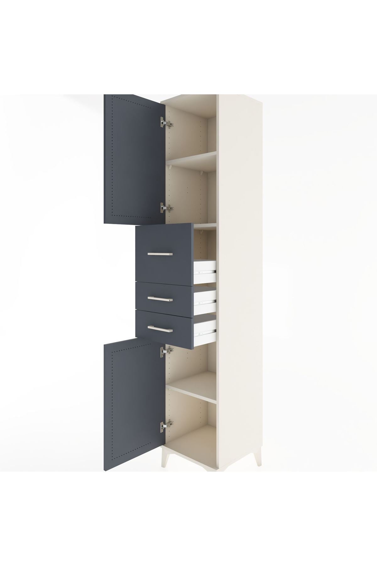 Hyperion Dolap 3 Raflı 3 Çekmeceli 2 Kapaklı 44x44x221 Aytaşı-Antrasit