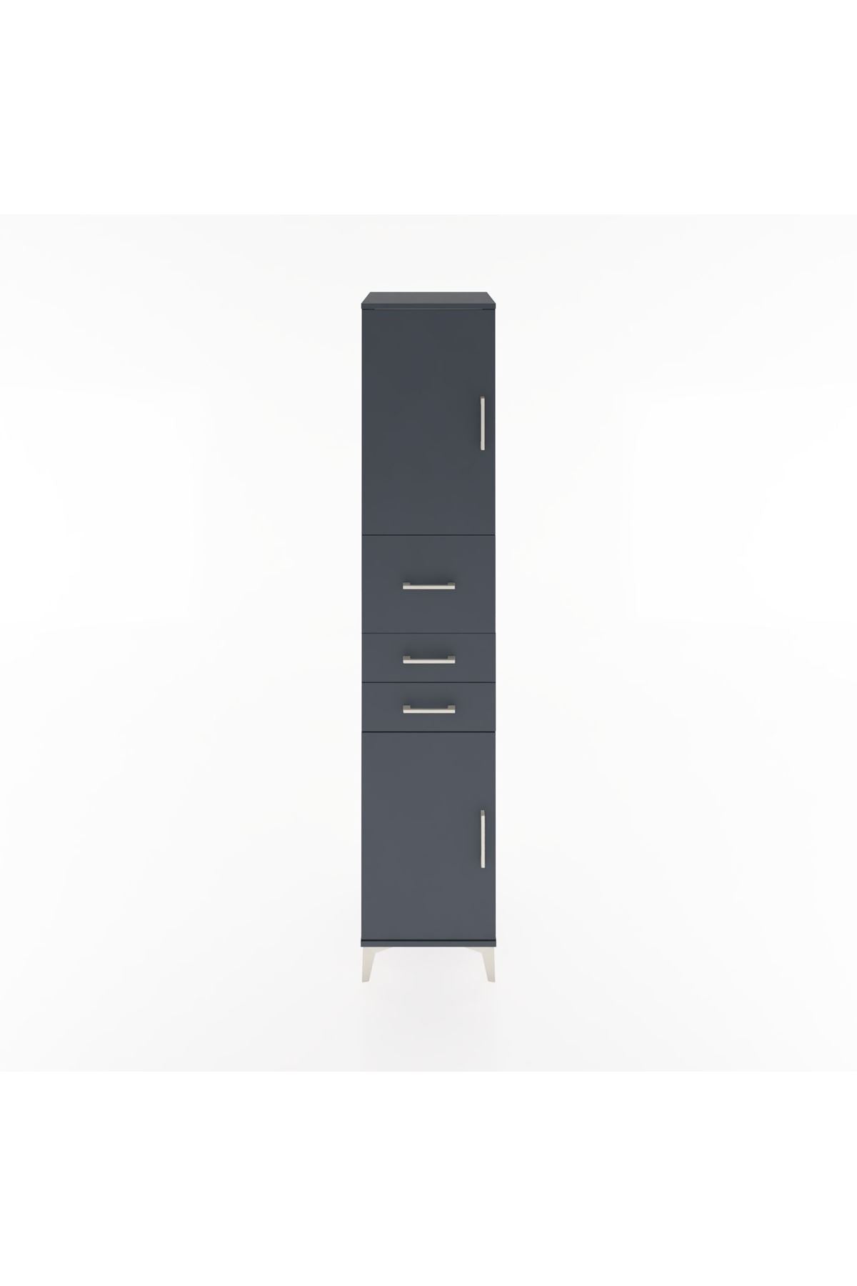 Hyperion Dolap 3 Raflı 3 Çekmeceli 2 Kapaklı 44x44x221 Antrasit-Antrasit