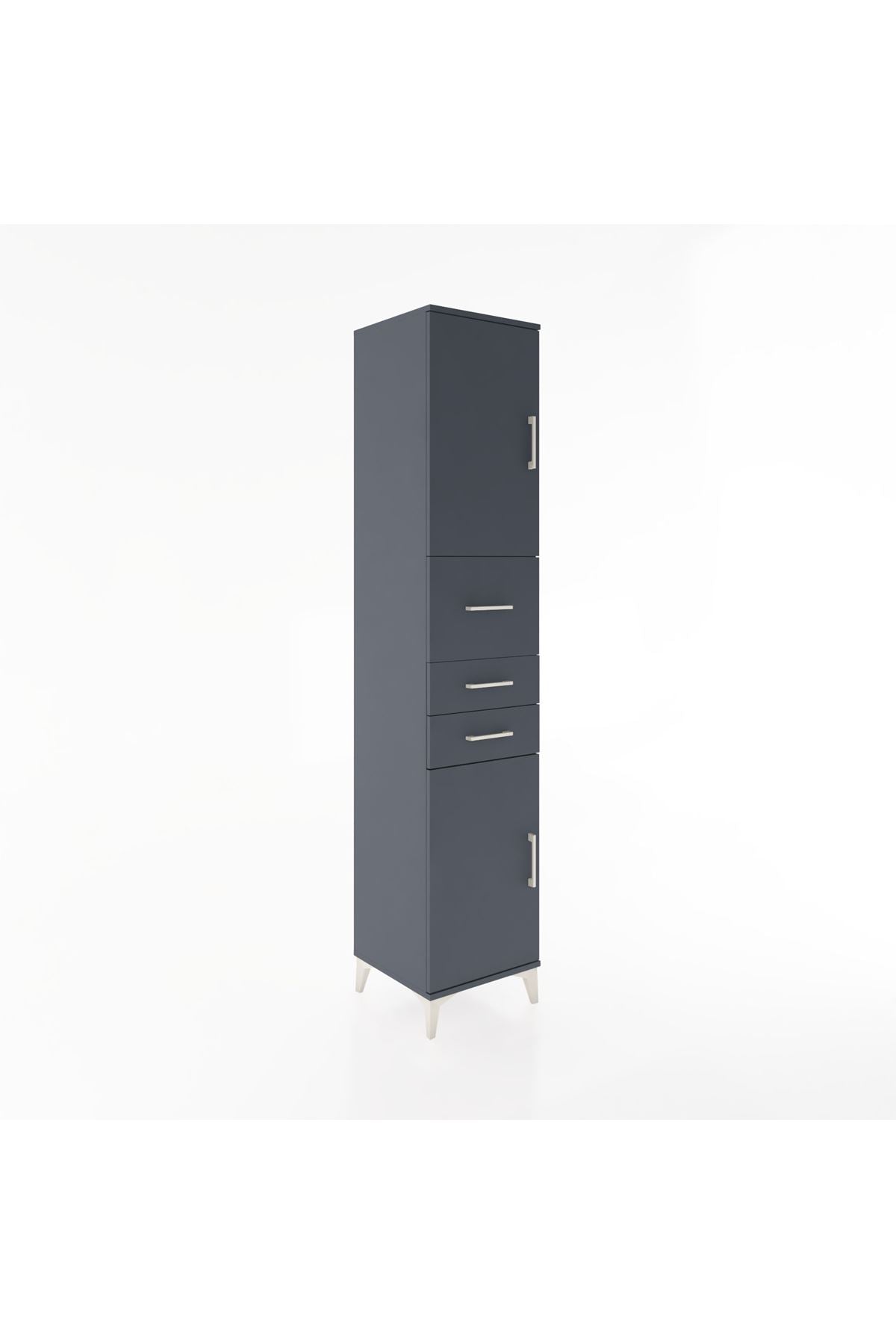 Hyperion Dolap 3 Raflı 3 Çekmeceli 2 Kapaklı 44x44x221 Antrasit-Antrasit