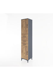 Hyperion Dolap 3 Raflı 3 Çekmeceli 2 Kapaklı 44x44x221 Antrasit-Çam