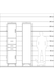 Hyperion Dolap 3 Raflı 3 Çekmeceli 2 Kapaklı 44x44x221 Antrasit-Çam