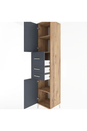 Hyperion Dolap 3 Raflı 3 Çekmeceli 2 Kapaklı 44x44x221 Çam-Antrasit