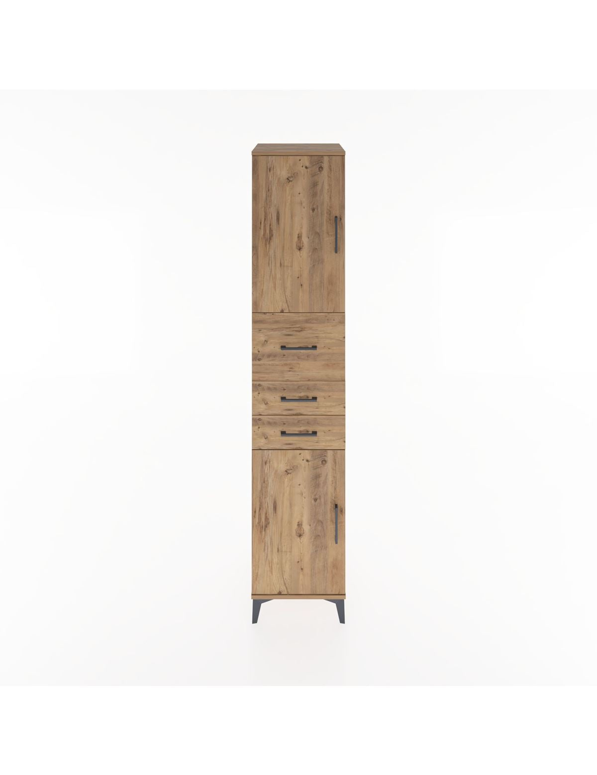 Hyperion Dolap 3 Raflı 3 Çekmeceli 2 Kapaklı 44x44x221 Çam-Çam