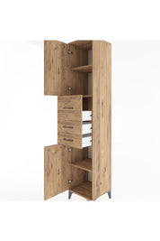 Hyperion Dolap 3 Raflı 3 Çekmeceli 2 Kapaklı 44x44x221 Çam-Çam