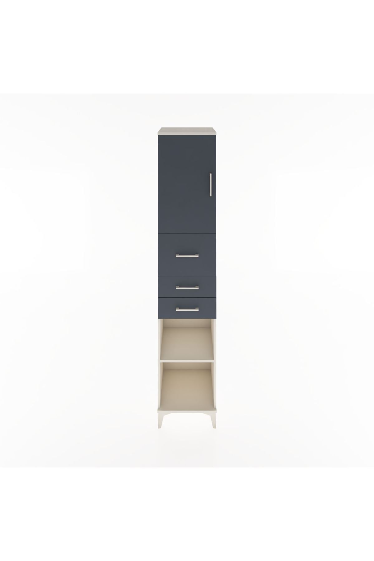 Hyperion Dolap 3 Raflı 3 Çekmeceli Tek Kapaklı 44x44x221 Aytaşı-Antrasit