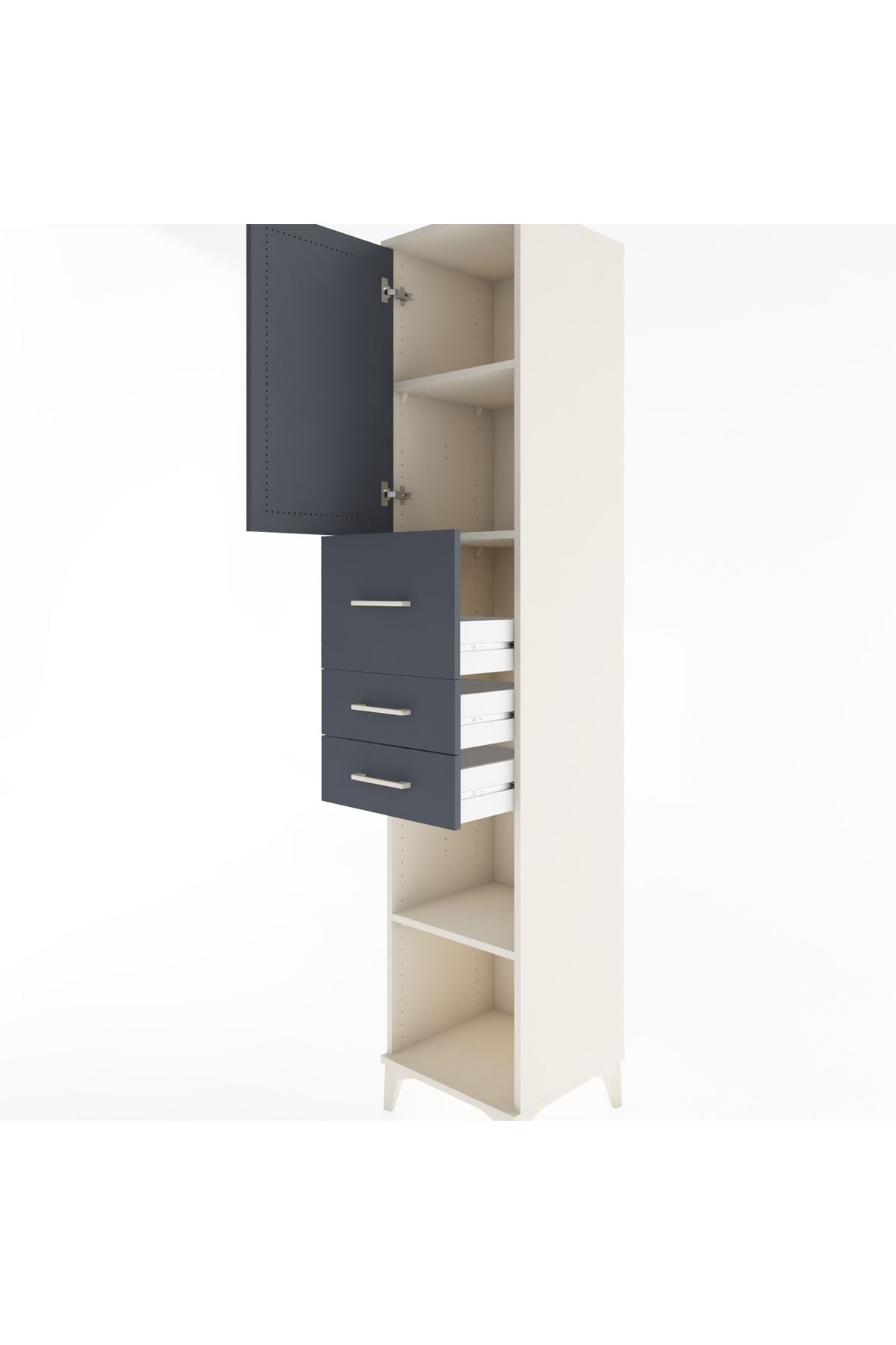 Hyperion Dolap 3 Raflı 3 Çekmeceli Tek Kapaklı 44x44x221 Aytaşı-Antrasit