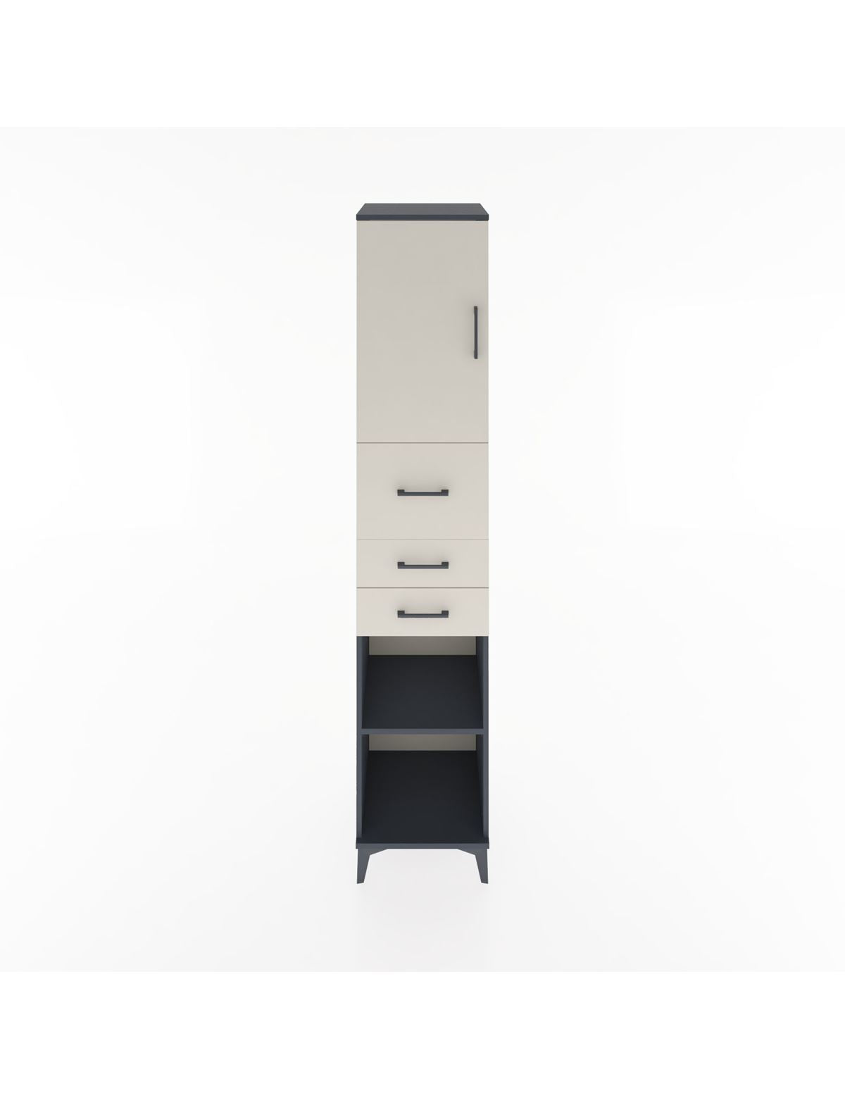 Hyperion Dolap 3 Raflı 3 Çekmeceli Tek Kapaklı 44x44x221 Antrasit-Aytaşı