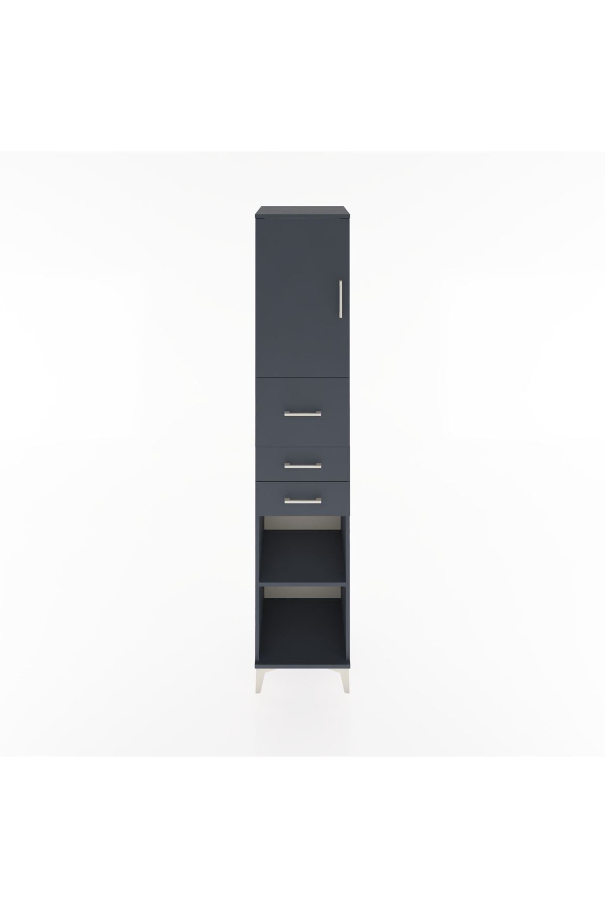 Hyperion Dolap 3 Raflı 3 Çekmeceli Tek Kapaklı 44x44x221 Antrasit-Antrasit