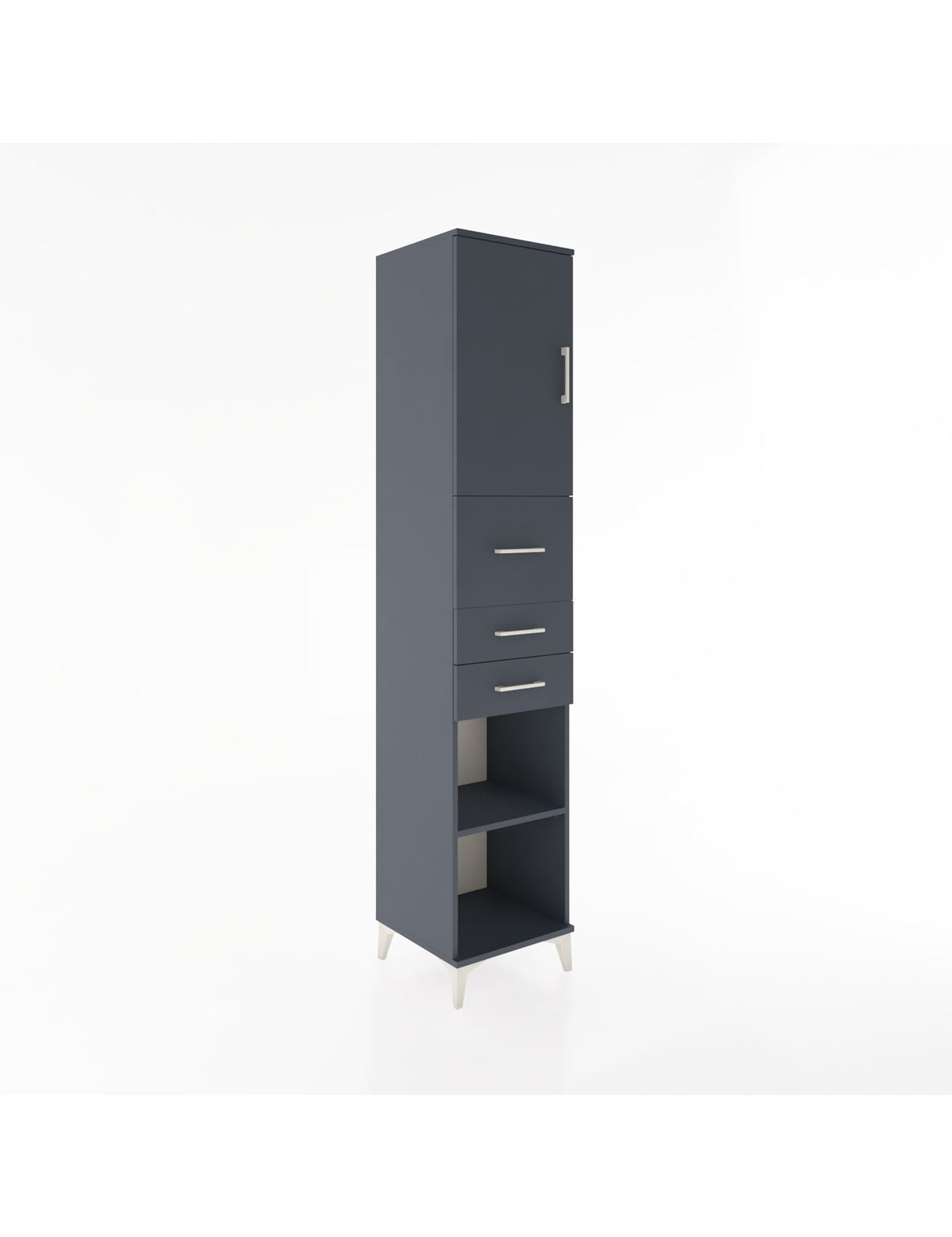 Hyperion Dolap 3 Raflı 3 Çekmeceli Tek Kapaklı 44x44x221 Antrasit-Antrasit
