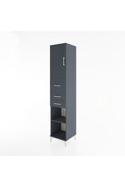 Hyperion Dolap 3 Raflı 3 Çekmeceli Tek Kapaklı 44x44x221 Antrasit-Antrasit