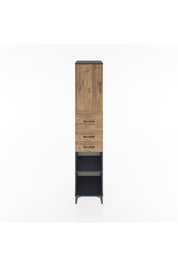 Hyperion Dolap 3 Raflı 3 Çekmeceli Tek Kapaklı 44x44x221 Antrasit-Çam