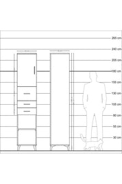 Hyperion Dolap 3 Raflı 3 Çekmeceli Tek Kapaklı 44x44x221 Antrasit-Çam