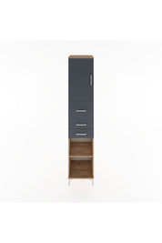 Hyperion Dolap 3 Raflı 3 Çekmeceli Tek Kapaklı 44x44x221 Çam-Antrasit